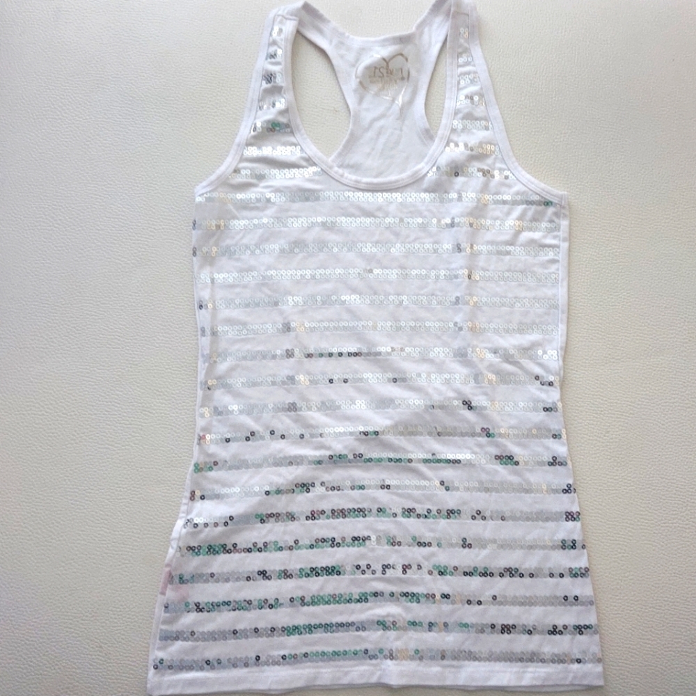 Rue 21 White & Silver Tank Top Sz L
